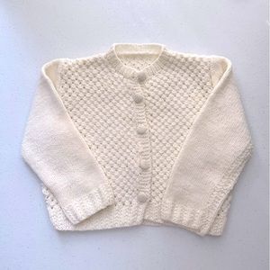 Vintage Crochet White Baby Cardigan 9-12 month